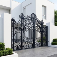 Portes d'allée en fer forgé noir sécurité fer clôture principale porte conception acier jardin porte d'entrée cour