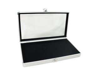 <span class=keywords><strong>Vitrine</strong></span> en aluminium avec couvercle en <span class=keywords><strong>verre</strong></span> et choix d'inserts de compartiment noirs - Product Image 3