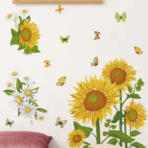 Gemalte warme Sonnenblumen blume Schmetterling Wanda uf kleber Schlafzimmer Wohnzimmer Dekoration Tapete selbst klebende Aufkleber