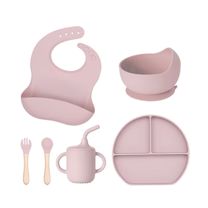 Vente en gros de fournitures pour bébés personnalisées, ensemble d'alimentation en silicone pour bébé, cadeau pour nouveau-né, assiette pour enfants - Product Image 4