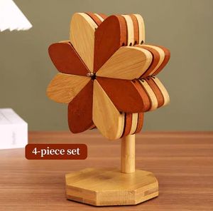 Nouveau design : Sous-verre en bois motif arbre, support <span class=keywords><strong>de</strong></span> tasse moulin à vent en bois, <span class=keywords><strong>dessous</strong></span> <span class=keywords><strong>de</strong></span> <span class=keywords><strong>plat</strong></span> en bois pour casseroles et poêles à fond <span class=keywords><strong>plat</strong></span> - Product Image 3