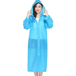 EVA Long Raincoat Thick Men Rainwear Waterproof Hike Women Rain Coat With Transparent Brim