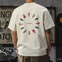 Nouveau T-shirt tricoté imprimé à manches courtes pour homme 2025 – Coupe régulière américaine et japonaise, col rond doublement cousu, décontracté et respirant