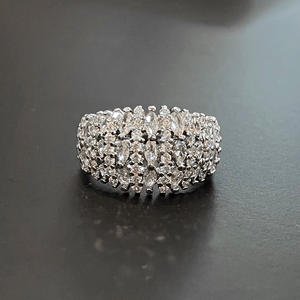 Bague de fiançailles de luxe F1505 en or blanc avec diamant taille marquise couleur D naturel pour femme - Product Image 4