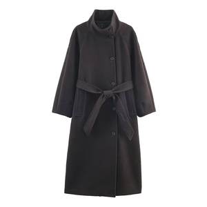 معطف شتوي طويل أنيق للنساء 2025، تصميم أوروبي وأمريكي جديد، أزياء عصرية ناعمة بياقة عالية وحزام - Product Image 4