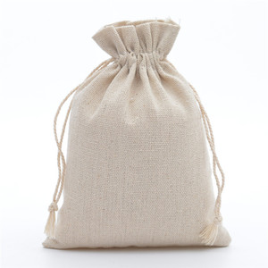 Vente en gros de pochettes en coton et lin personnalisées à double cordon, de plusieurs tailles, pour bijoux, cadeaux, en mousseline de coton biologique, sac à cordon en toile de coton - Product Image 5