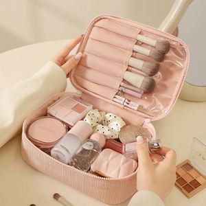 <b>Large</b> Multi-Functional Corduroy Lady <b>Makeup</b> Brush Organizer Pouch Breathable Zipper Foldable Travel Daily Use Cosmetic <b>Bag</b> - Product Image 3