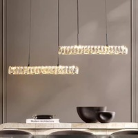 Lustre moderne en cristal pour table à manger, décoration de bar, luminaire de luxe, lampe de plafond pour pièce, luminaire suspendu en acier inoxydable