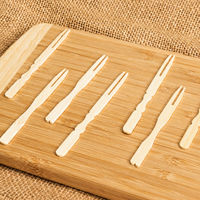 Fourchettes en bambou à 2 dents, pics à nourriture en bois modernes, jetables, écologiques pour fruits, cocktails, desserts, collations, fêtes, vente en gros