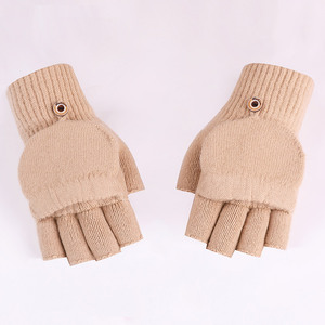 Nuevos Guantes de Lana <span class=keywords><strong>100</strong></span>% Tejidos con Diseño Jacquard a Rayas para Ciclismo de Invierno, Uso Diario, Cálidos, Tipo Concha, Medios Dedos - Product Image 3