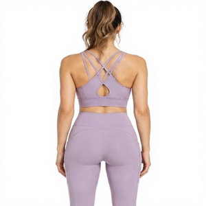 High Impact Sports Bra Women Four Way Stretch Padded Yoga Gym Fitness <b>Crop</b> <b>Top</b> Seamless Workout Running <b>Support</b> Quick Dry Sports - Product Image 2