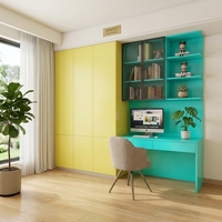 Armoire de chambre principale en bois massif, finition mate, avec système de tirage dissimulé, rangement latéral encastré et miroir