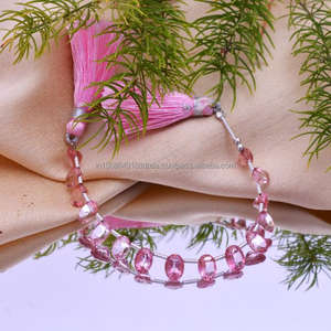 Cuentas exclusivas de piedras preciosas de forma ovalada facetada de topacio Rosa Natural Premium para hacer joyería, pulsera, collar, pendientes - Product Image 3