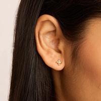YINJU Sterling Silber Winziger, eleganter, vergoldeter Lotusblumen-Ohr stecker für Frauen