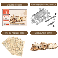 Usine de jouets chinoise Robotime Rokr MC501, modèle de train mécanique, puzzles en bois 3D pour adultes