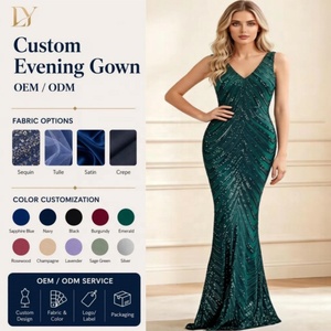 Proveedor <span class=keywords><strong>de</strong></span> <span class=keywords><strong>Vestidos</strong></span> <span class=keywords><strong>de</strong></span> <span class=keywords><strong>Noche</strong></span> <span class=keywords><strong>de</strong></span> Lentejuelas con Cuello en V sin Mangas, Estilo Sirena, Personalizados al por Mayor - Product Image 1
