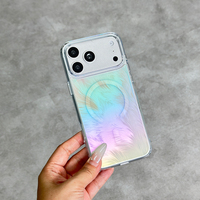 JOYPORODO B523 Coque de téléphone magnétique de luxe 3D en PC à plumes colorées pour iPhone 17 18 Pro Max, antichoc et tendance
