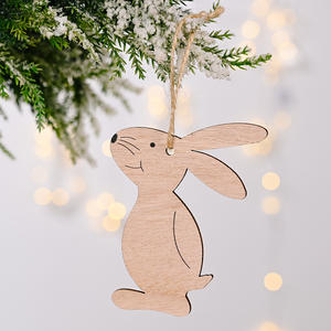Pendentif lapin en bois uni, décorations de Pâques, accessoires de Pâques en gros - Product Image 6