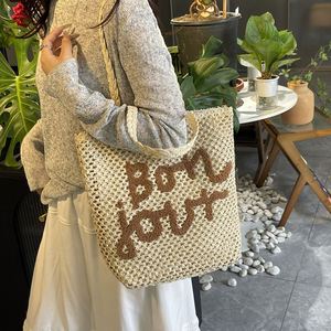 Hot Sale Custom Logo Large Capacity <b>Straw</b> Tote <b>Bags</b> Handmade Woven Beach <b>Bag</b> Water Resistant Open Closure Type for Summer Autumn - Product Image 3