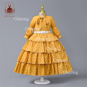 Yoliyolei abiti estivi per ragazze, gonna lunga da damigella d'onore vestito da principessa per bambini vestito da torta a strati a pois/ - Product Image 5
