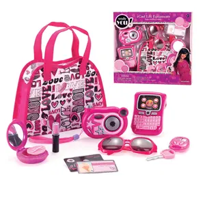 Chengji Kids Pink Dress Up Game Plastic Pretend Makeup Girls Play Set Toys With Sunglasses