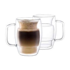Tasse à café en verre de preuve thermique faite à la main isolée par conception drôle de Borosilicate - Product Image 1