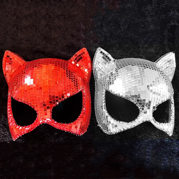 Vente en gros Mascarade Masque miroir pour hommes femmes Halloween Mascarade Cosplay Chat Costume Masque