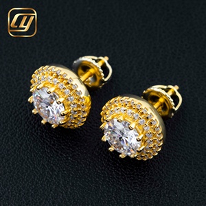 Boucles d'oreilles clous en moissanite, taille brillant rond, sertissage clos, plaqué or 18 carats, or rose, bijoux de luxe pour femme, pour mariage - Product Image 4