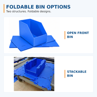 Bac de picking pliable en plastique ondulé PP à face ouverte, taille personnalisée pour le stockage de pièces en entrepôt et la préparation des commandes