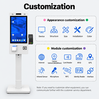 Kiosque en libre-service à écran tactile de 21,5 pouces, terminal de point de vente sur pied, caméra, imprimante 80 mm, scanner QR pour la vente au détail et les restaurants