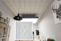Azulejos de techo de PVC estilo pueblo 2 'X2' paneles de pared de techo Interior para entrada de tienda hoteles y centros comerciales PL63 blanco mate
