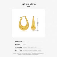 Boucles d'oreilles créoles ovales évidées en U, élégantes et personnalisées, en acier inoxydable anti-ternissement, tendance et minimalistes, unisexe, vente en gros