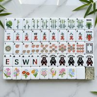 Set Mahjong Akrilik Beruang Hitam Hutan Bambu Amerika, Set Hadiah Rumah Tangga, Ubin Mahjong Berkualitas Tinggi yang Dipoles Tangan