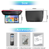 Écran de voiture rabattable de 17,3 pouces, écran LCD de toit rabattable, Android 11, écran tactile, BT, WiFi, USB, pour camping-car, MPV, audio et vidéo de voiture