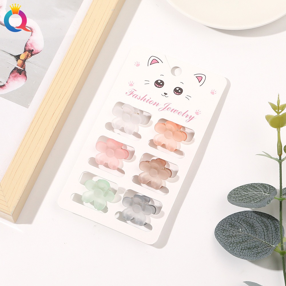 Fermagli per capelli piccoli, confezione da 6: Fiore opaco a cinque petali.