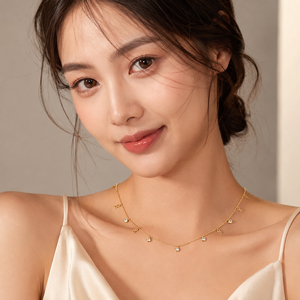 Collier multi-éléments en acier titane inaltérable pour <span class=keywords><strong>femme</strong></span>, bijoux de mode de luxe en acier inoxydable pour l'été - Product Image 2