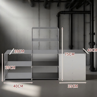 Meuble modulaire en acier inoxydable, style industriel, texture brossée minimaliste, table de rangement, table de chevet, table basse, combinaison libre