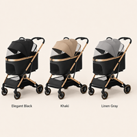 Poussette pliable pour animaux de compagnie en alliage d'acier au carbone, cabine détachable, grand panier de rangement, capacité de charge de 25 kg, poussette pour animaux de compagnie à marque privée