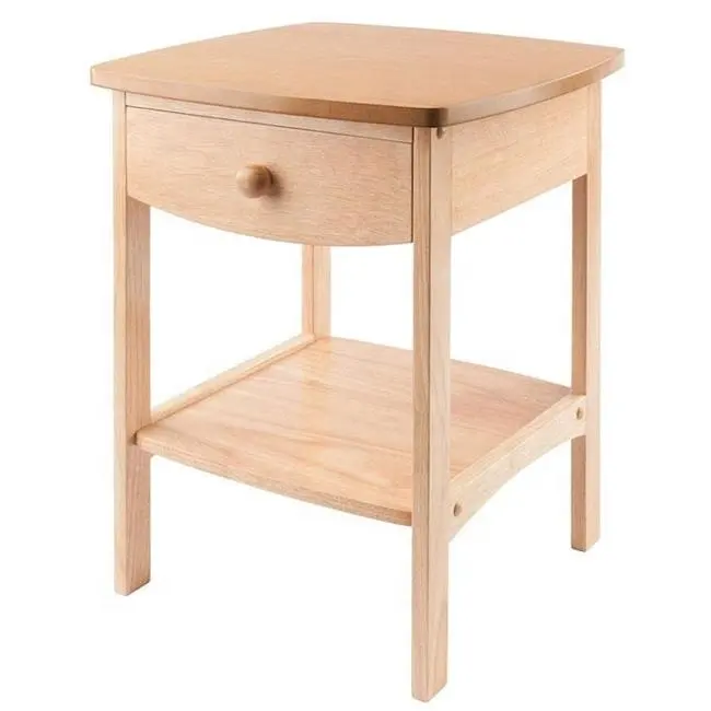 QUAWE meja kayu warna Solid, tempat tidur sisi kecil, kayu dua lapis