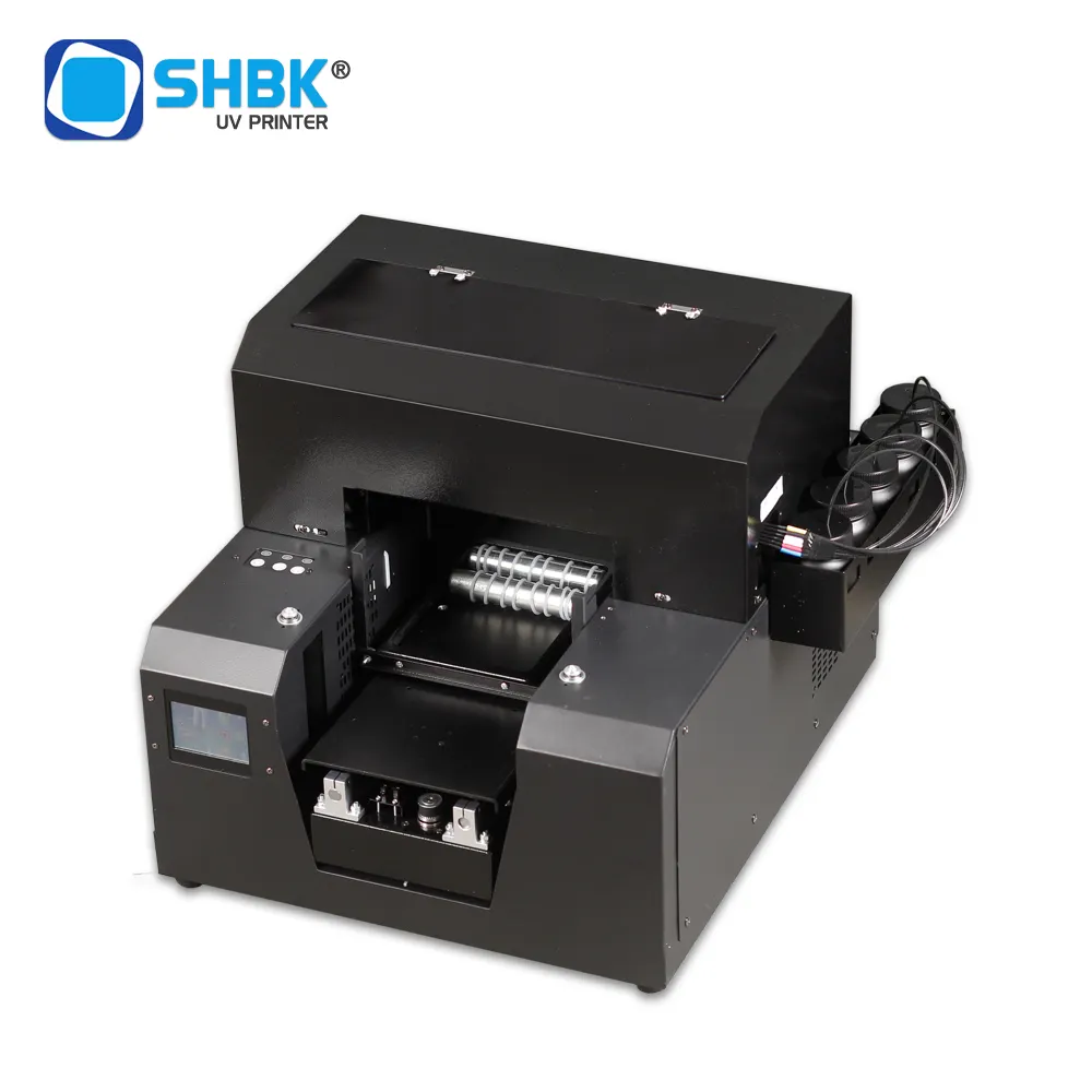SHBKベストA4ミニUVプリンター-ボトルホルダー付き電話カバー電話ケース印刷用の最小UVフラットベッドプリンター