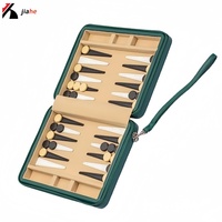 Mini-jeu de plage d'intérieur : Jeu de dames magnétique et de backgammon de voyage de luxe vert, pliable et écologique