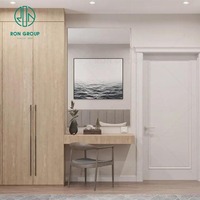 Commode d'hôtel grise élégante haut de gamme de luxe en velours, tête de lit, tables de nuit, armoire en bois, lit double, meubles de chambre à coucher, ensemble moderne