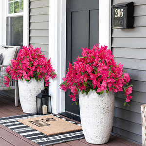 Bouquets de fleurs en soie, faux bougainvilliers pour décoration de jardinières extérieures, rose vif, tiges magenta, sans entretien, protégés contre les UV - Product Image 4
