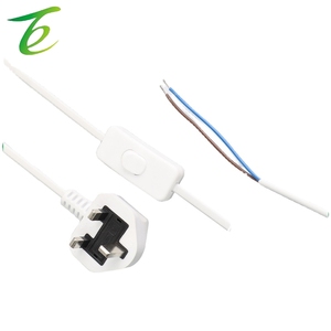 Cabo de alimentação padrão britânico de dois pinos com interruptor 303, fio de plugue britânico, cabo de três pinos branco, fio de cobre puro - Product Image 1