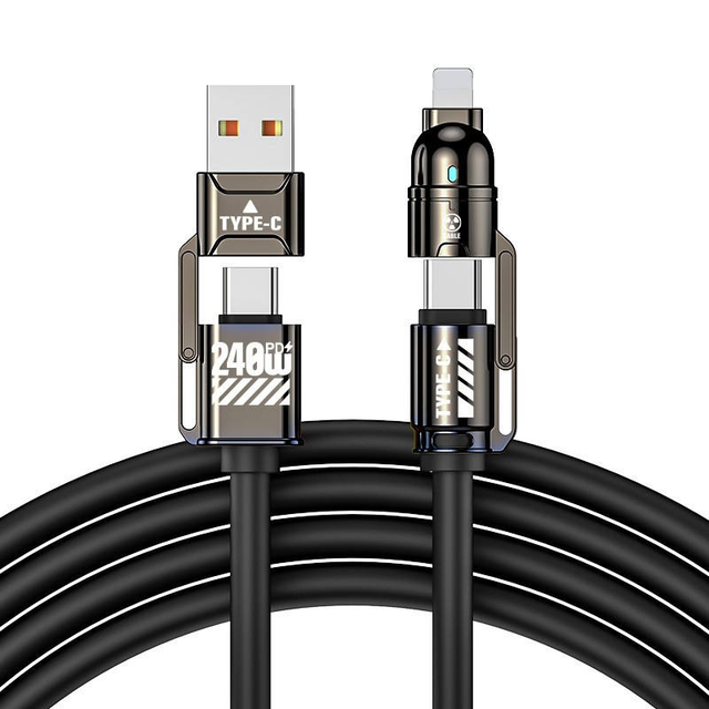 240W Fast Charging 4 in 1 Double Type C PD High Quality 1M 2M USB Charger with Cable iPhone Charger