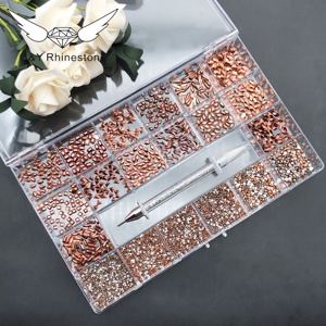 CY vente en gros, boîte de 21 <span class=keywords><strong>treillis</strong></span> en verre à dos plat en cristal strass ongles à dos plat bricolage - Product Image 2