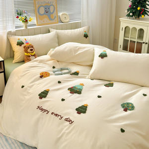 Parure de lit 4 pièces en coton brodé minimaliste et frais, ensemble de literie doux et chaud, housse de <span class=keywords><strong>couette</strong></span> de haute qualité pour la maison - Product Image 3