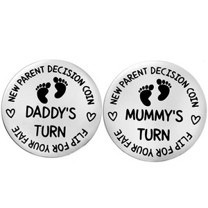 Nueva moneda para tomar decisiones para padres Singli Mummy's Daddy's Turn doble cara plata 30mm regalo para bebé recién nacido - Product Image 3