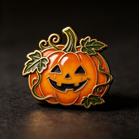 Épinglette en émail souple de haute qualité, personnalisable, pour cadeau de festival, motif dessin animé floral citrouille Halloween, pour elle, vente en gros