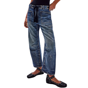 Women's Y2K Patchwork Wide Leg <strong>Jeans</strong> 2026 New <strong>Drawstring</strong> Waist Loose Boyfriend Fit Denim Trousers Casual Daily Outfits - Product Image 6